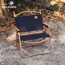 Kermit Aluminum Alloy Wood Grain Portable Folding Chair Outdoor Camping Portable Armchair Director Chair Fishing Camping