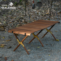 WALKHIKE OUTDOOR FOLDING TABLE Stall Portable Egg Rolls Table Camping Picnic Table Self Driving Tours Solid Wood Teak Wood Table
