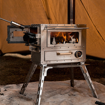 Outdoor Tent Firewood Stove Camping Heating Barbecue Oven Picnic Folding Portable With Oven Functional Flying Wing Firewood Stove