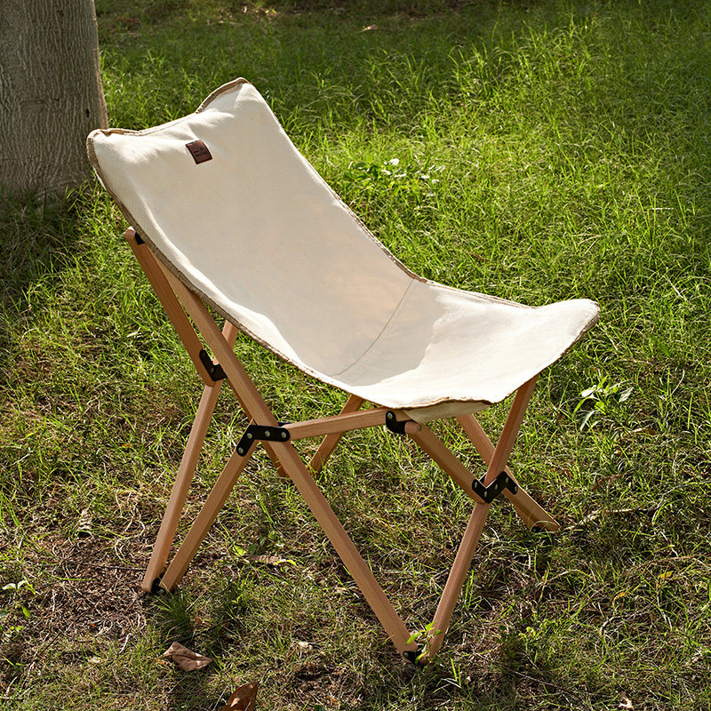 Walkhike solid wood folding chair portable canvas lounge chair outdoor camping picnic fishing raw folding stool