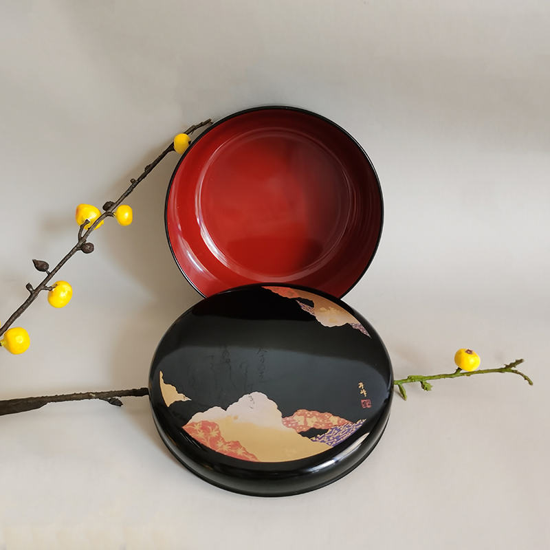 Japan Good Things -- Snack Pan Candy Pan Dried Fruit Pan Fruit Tray Home Big Lacquer Sketching Mountain Wild Food Box Refreshment Box