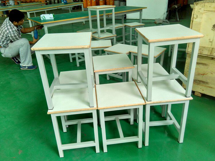 Metal square stool wood surface low stool workshop stool iron leg chair production line seat staff sit on anti-static stool