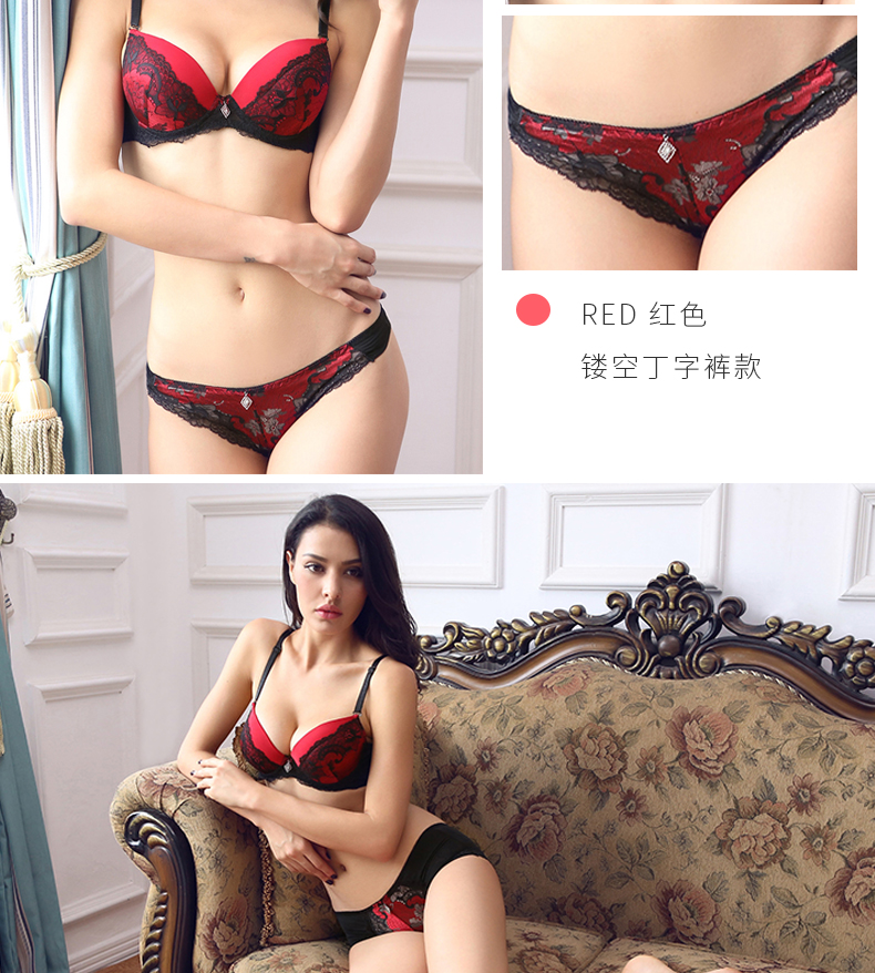 Victoria Châu Âu và Hoa Kỳ Quần Thong áo ngực thiết lập thêu rập khuôn tập hợp phối cảnh áo ngực gợi cảm đồ tắm biển