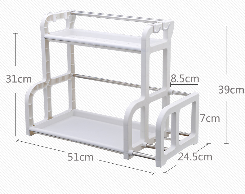 Nhà bếp gia vị kệ hai lớp lưu trữ dao kệ 2 tầng kệ sàn đồ dùng nhà bếp khay gia vị