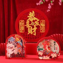 New Years Day Spring Festival decoration hotel shopping mall jewelry shop window counter Tiger year scene layout New Year wooden ornaments