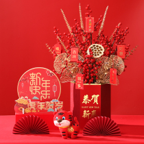 New Years Day spring festival decoration tiger move opened the hotel front desk shopping malls cabinet Taifu bucket New Year scene layout ornaments