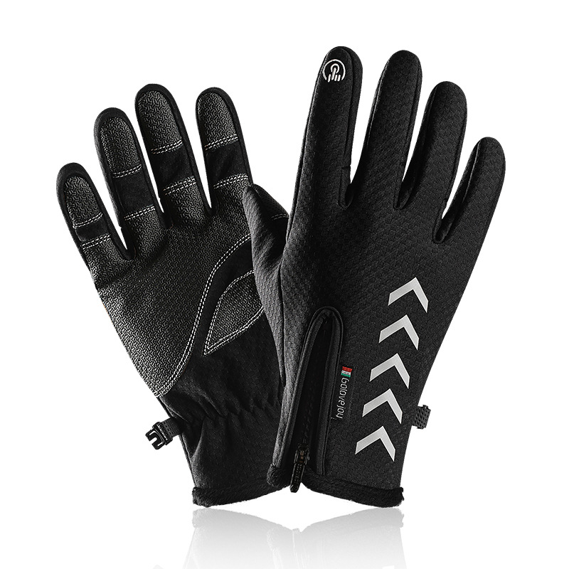 Touch screen warm riding gloves autumn winter sports ski windproof and waterproof mountaineering abrasion resistant and anti-slip woven gloves