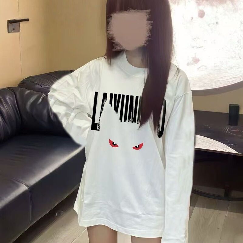 Long-Sleeved T-Shirt for Women 2025 Spring and Autumn New Style High-End Cat Print American Design Trendy Top for Older Children Long-Sleeved T-Shirt for Women 2025 Spring and Autumn New Style High-End Cat Print American Design Trendy Top for Older Children