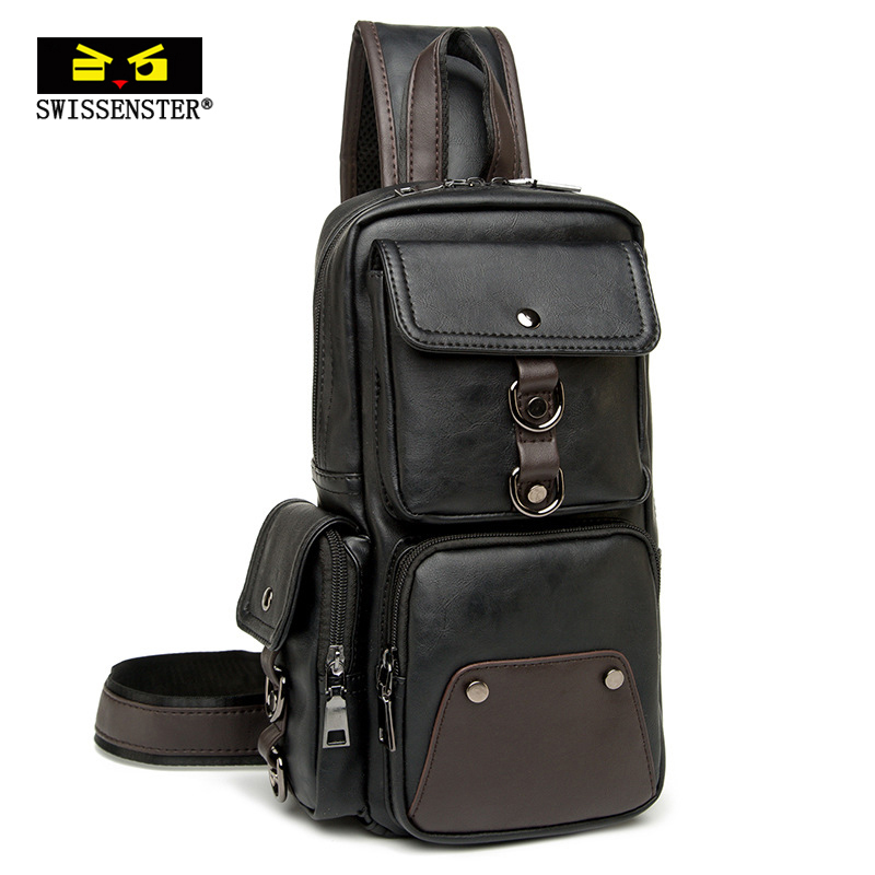 Svison's Star New Tide Chest Bag Men Skew Satchel single shoulder bag Chest Front Bag Casual Little Bag BAG MEN BAG