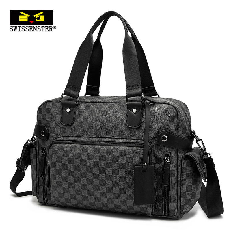 Sveson Star Single Shoulder Bag Men Fashion Plaid Hand Skew Satchel Big Capacity Business Computer Bag Travel Bag Bag