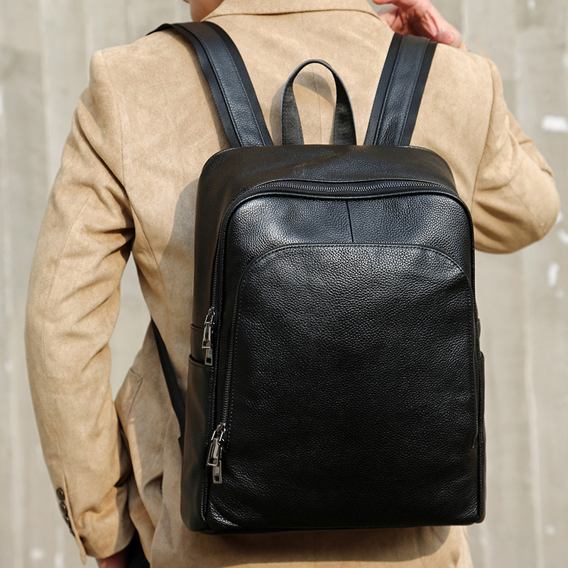 Swanson star leather men's backpack men's leather back backpack men's bag soft leather fashion trend new computer bag