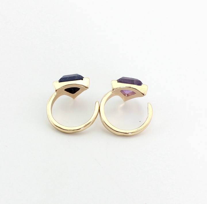 Vacation Triangle Alloy Inlay Natural Stone Rings display picture 2