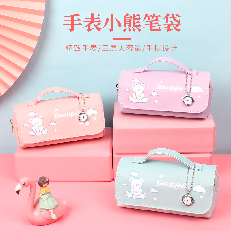 Pen Bag Girl Ins Cute Teenage Girl Heart Pencil Bag Children Elementary School Pencil Case Large Capacity High Face Value