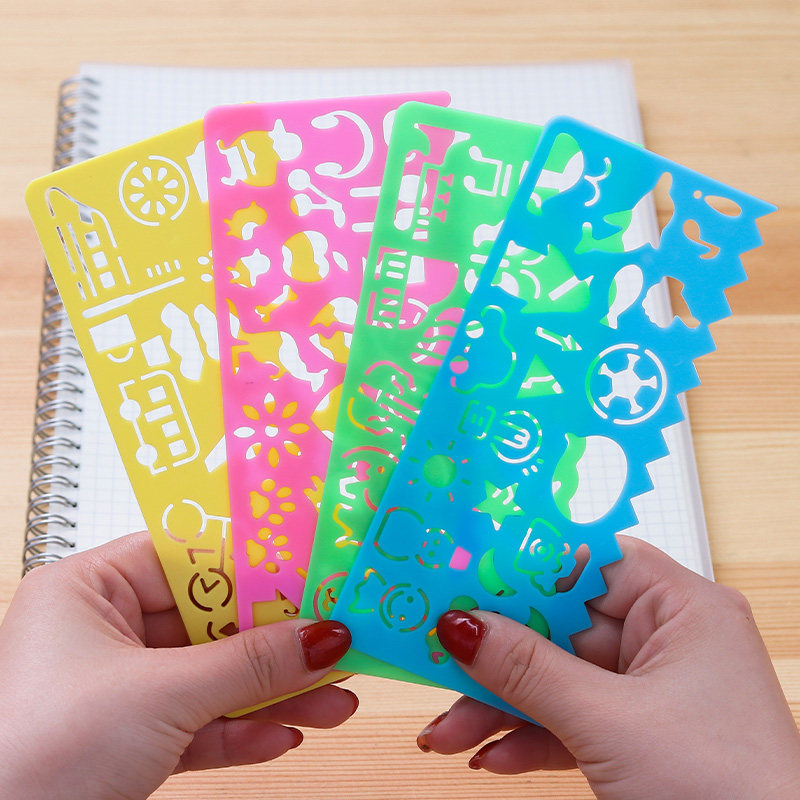 Puzzle Creative Multi-functional Drawing ruler Wanhua ruler Children's art Painting graphic stencil ruler tool set of fig.