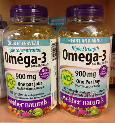 Canadian Webber Naturals Fish Oil Omega-3 High Concentration Triple Content 200 Capsules