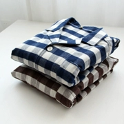 100% cotton nhuộm màu chải! Bộ đồ ngủ nhung mùa đông nam đơn giản kiểu Nhật Bản phù hợp với dịch vụ mặc nhà mà không in gió