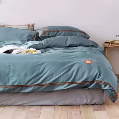 Four Seasons tribute satin cotton high-end elegant embroidery 60 Egyptian long-staple cotton four-piece set of silky cotton bedding