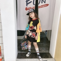 Summer Korean version of the net celebrity parent-child outfit mother-daughter outfit Western style girl dress Japanese female baby bigT shirt skirt tide
