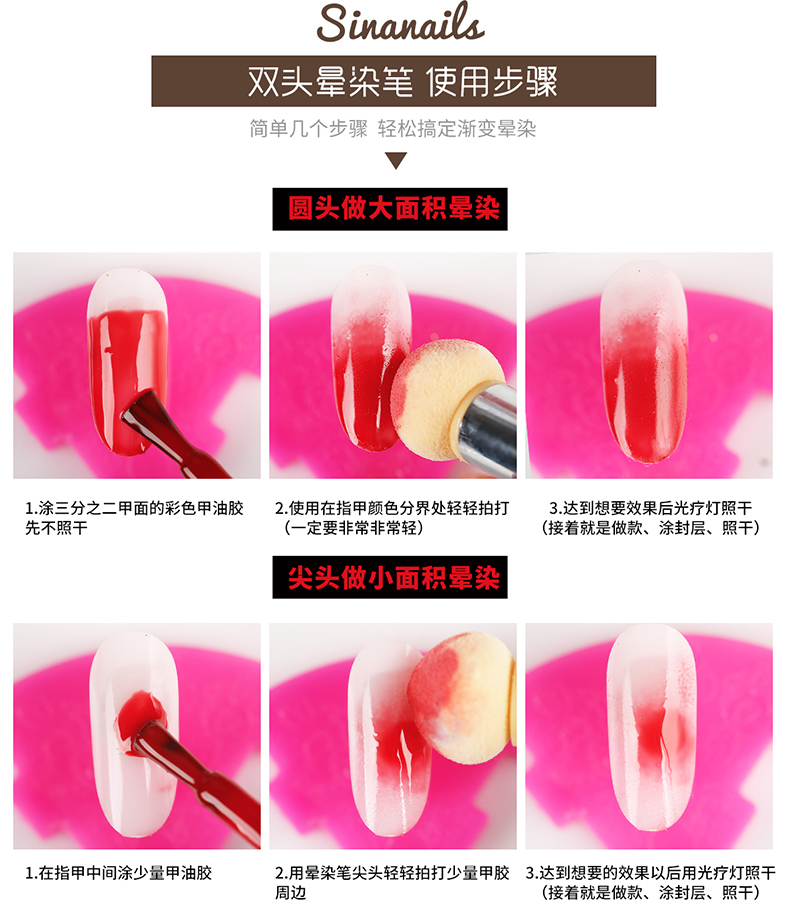 Dụng cụ làm móng Gradient Pen Smudge Pen Point Marker Quang trị liệu Màu keo dính Hai đầu có thể giặt được 4 đầu - Công cụ Nail bộ làm nail chuyên nghiệp