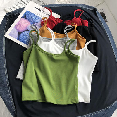 A small halter top for women, paired with a short base layer, slimming and beautiful back, off-the-shoulder sleeveless sexy top, pure cotton summer Instagram trend