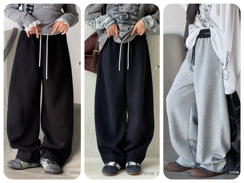 Kukatu Brand 2026 Autumn New Product Casual Versatile Loose Patchwork Curved Pants for Boys and Girls 5709