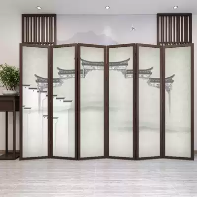 Customized Chinese solid wood screen partition wall living room folding mobile home decoration office bedroom dining room shelter