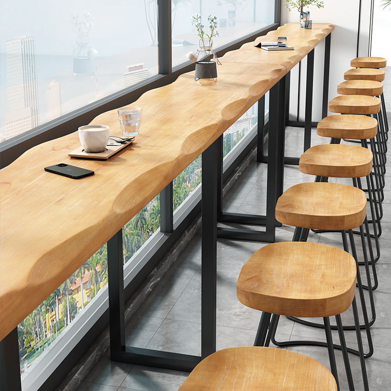 Solid Wood Bar Desk Table Home Balcony Leaning Against Wall Narrow Table Minima Strip High Foot Table Commercial Milk Tea Shop Bar Table And Chairs-Taobao