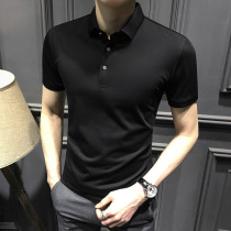 High-end summer Polo shirt mens short-sleeved business trend lapel mens T-shirt slim ice silk solid color half-sleeve top