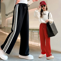 Childrens clothing girls wide-leg pants and pants 2022 new autumn clothes elastic pants middle and big childrens trousers sports pants casual Korean version