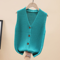 Childrens sweater vest girls autumn cardigan 2021 baby sweater vest shoulder big children solid color knitted vest