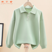 Childrens clothing girls sweater 2022 spring and autumn new long-sleeved top middle-aged and older childrens jacket casual little girl solid color autumn clothing