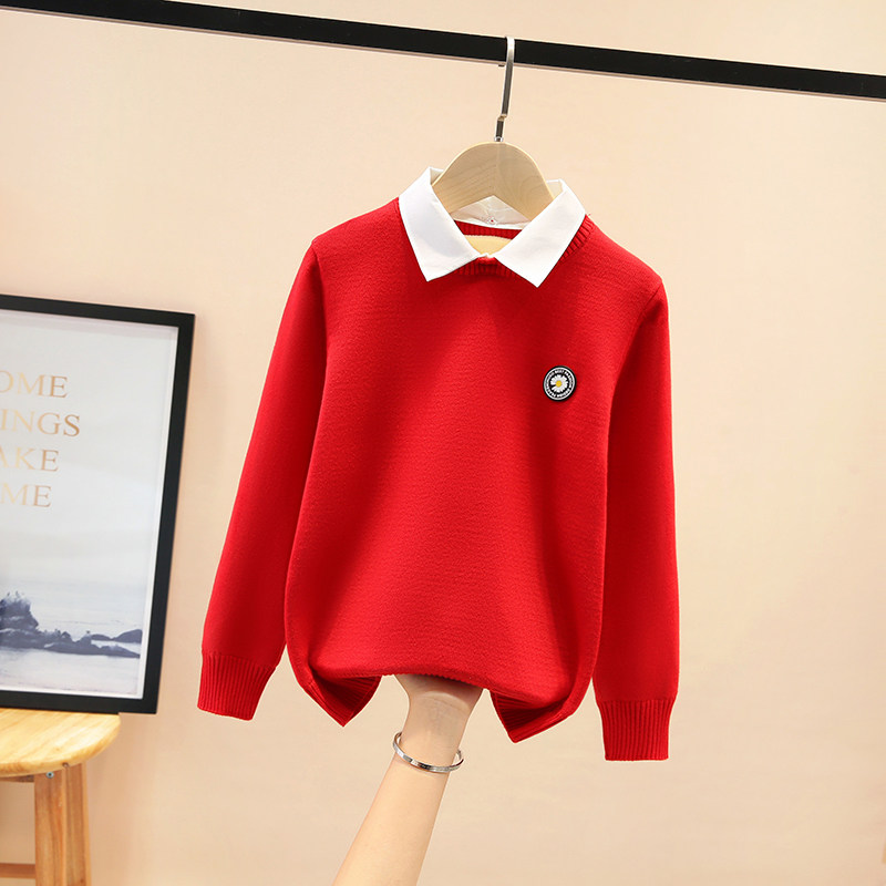 Children's pullover sweater 2021 new big girl autumn coat 8 15-year-old cotton sweater Korean style foreign style - Taobao