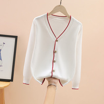 Girls pure cotton sweater cardigan autumn and winter coat big children 2021 new solid color foreign style baby wear V-neck