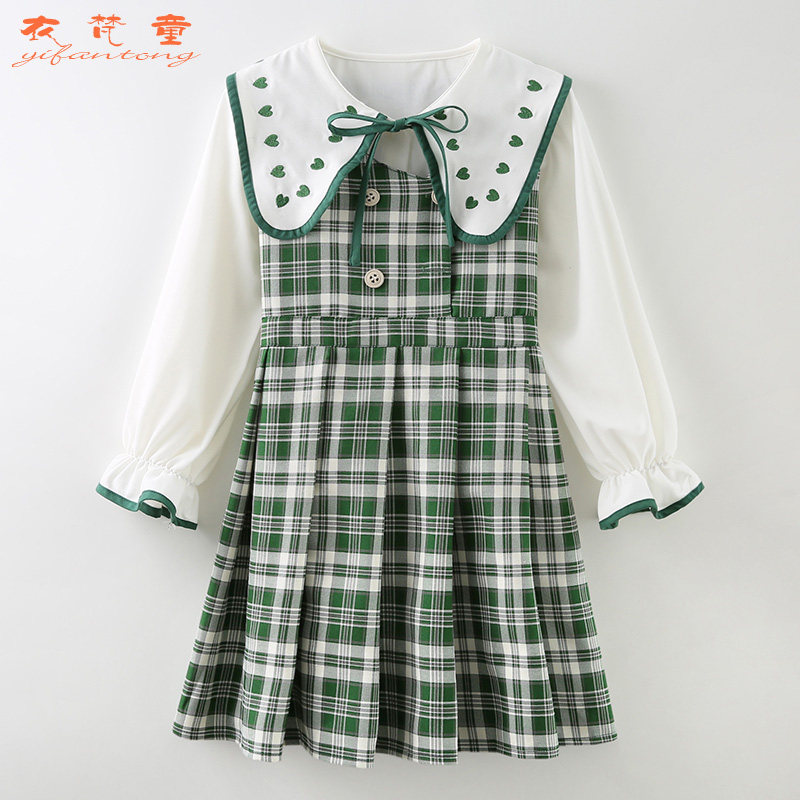 Girls autumn dress 2022 new online red children autumn childhood early autumn doll dress tide