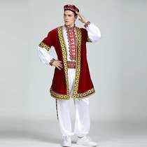 New Xinjiang Dance Apparel Mens Long Ma A Minority Group Dance Modern Vie Mens Performance Costume Suit