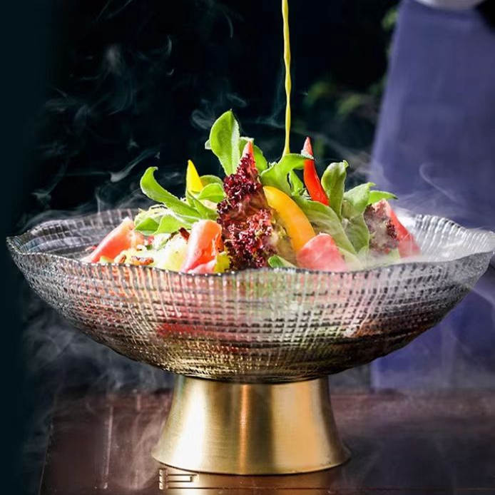 Scandinavian Style Tall Glass Round Bowl Fruit Plate Hotel Creative Sashimi Plate Vegetable Salad Special Tableware Free Shipping Scandinavian Style Tall Glass Round Bowl Fruit Plate Hotel Creative Sashimi Plate Vegetable Salad Special Tableware Free Shipping
