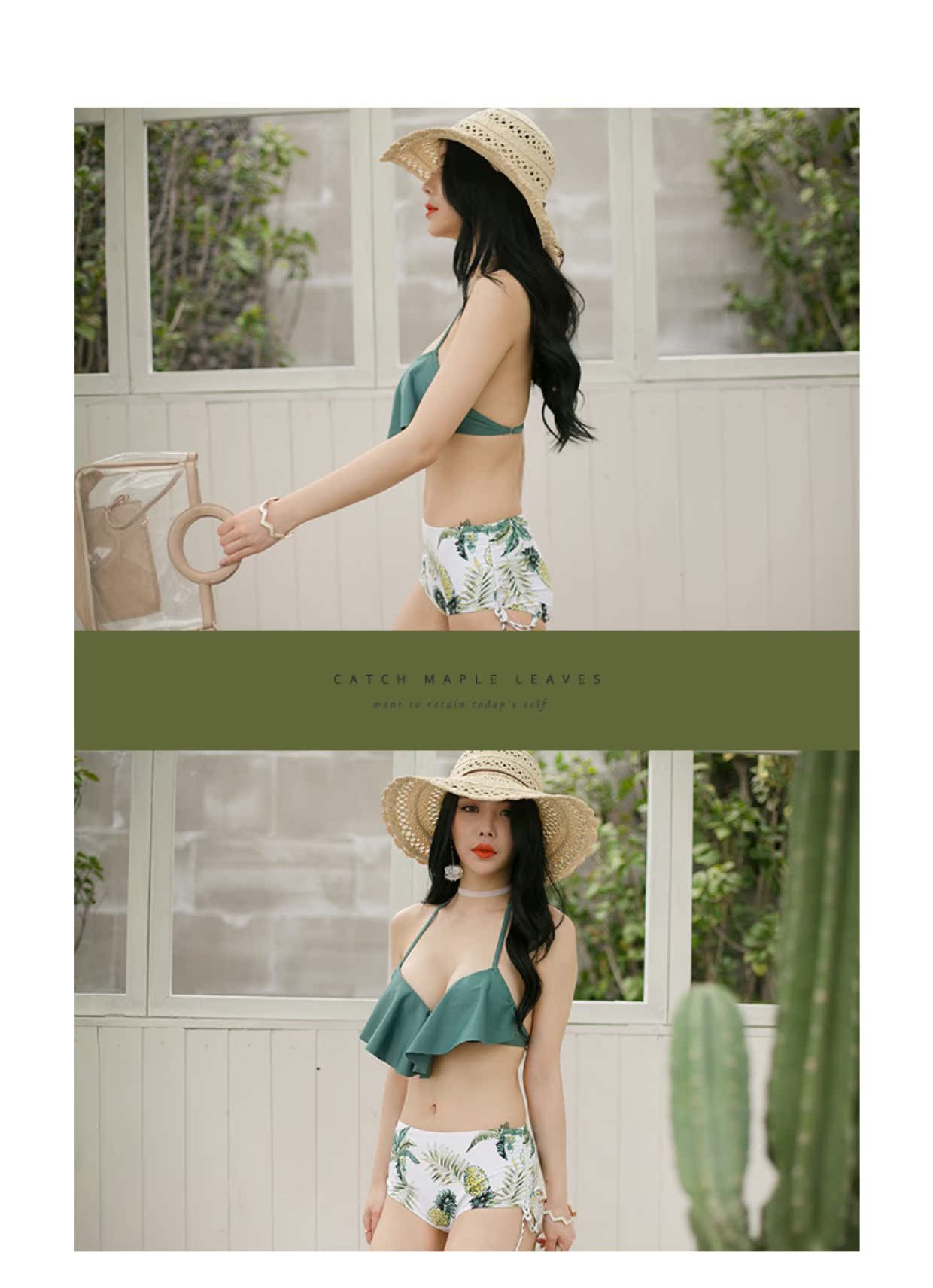 Áo tắm nữ xù lông Hàn Quốc in ba mảnh bikini nóng bỏng gợi cảm ba điểm 2019 siêu cổ tích mới - Bikinis ao tam xuan thu