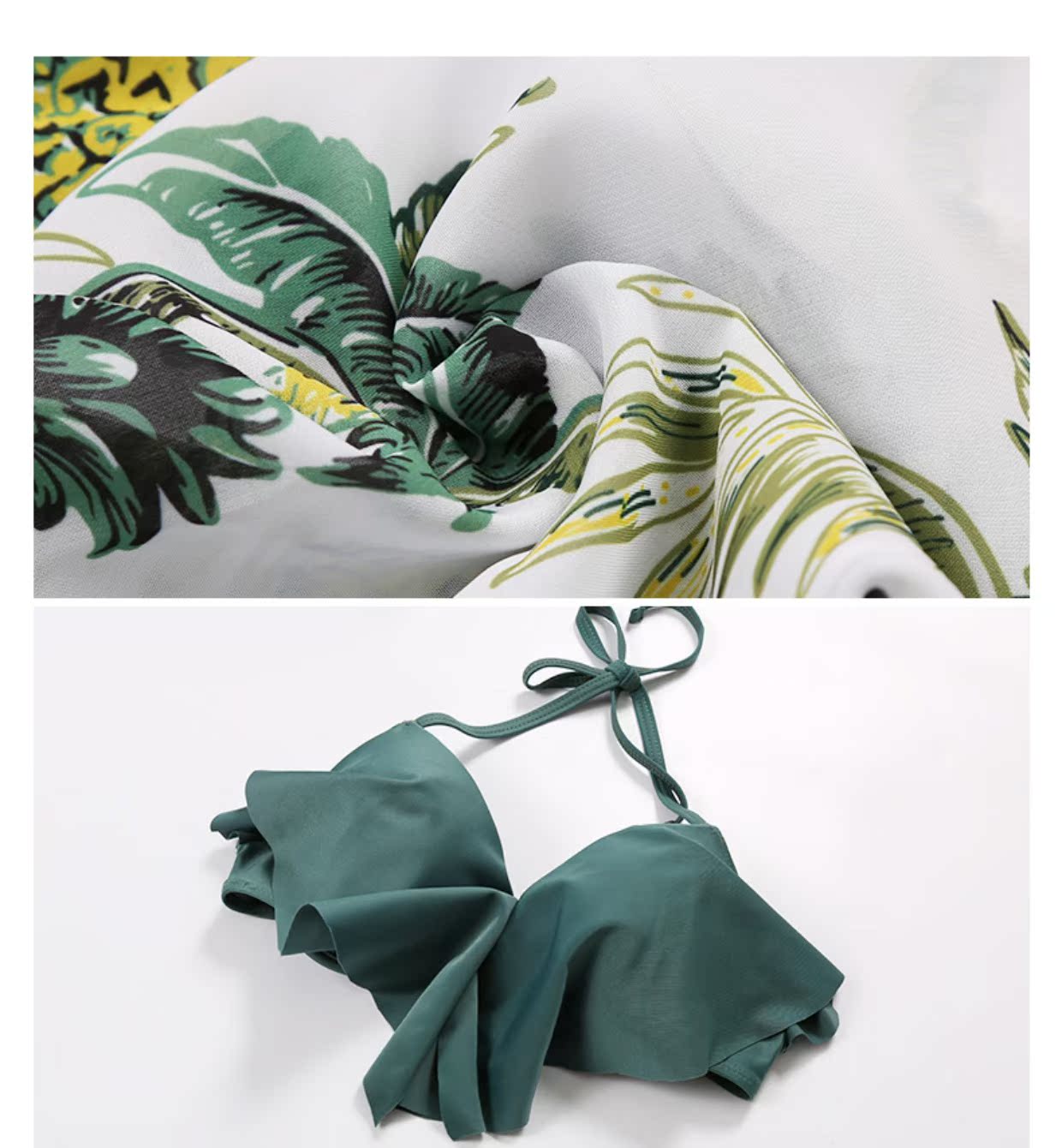 Áo tắm nữ xù lông Hàn Quốc in ba mảnh bikini nóng bỏng gợi cảm ba điểm 2019 siêu cổ tích mới - Bikinis ao tam xuan thu