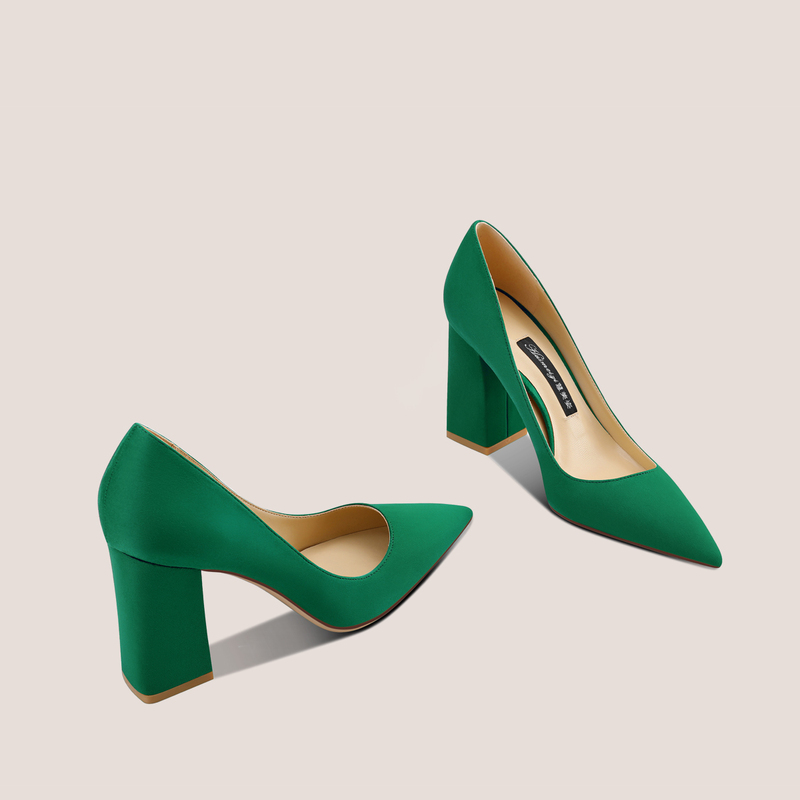 Women's Shoes 2026 Spring New Versatile Pointed Toe Suede Dark Green High Heels Shallow Mouth Chunky Heel Single Shoes for Women