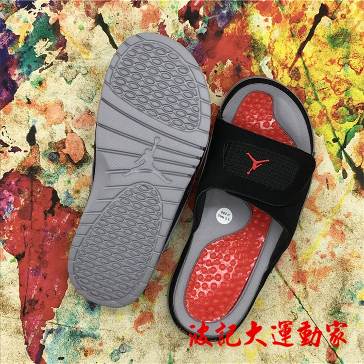 波 记 AJ11 白 蓝 AJ4 màu đen và đỏ thể thao Velcro dép đi trong nhà AA1336-102 532225-006 - Dép thể thao