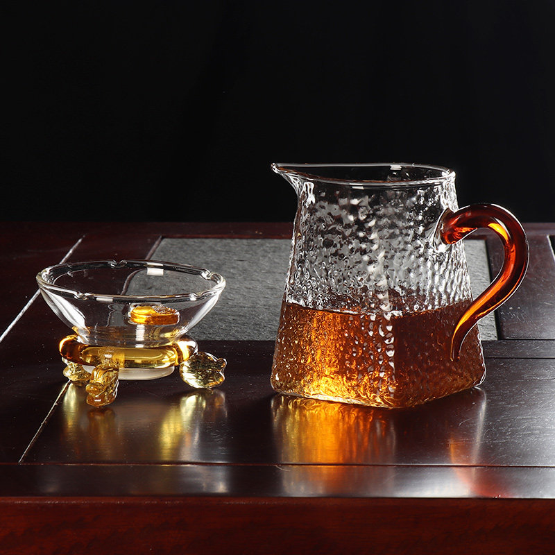 Japanese Hammer Pattern Fairy Cup Heat-resistant Glass Thickened Tea Sea Branch Tea Set Hammer Pattern Tea Making Tea Missing Tea Separation Tea Accessories