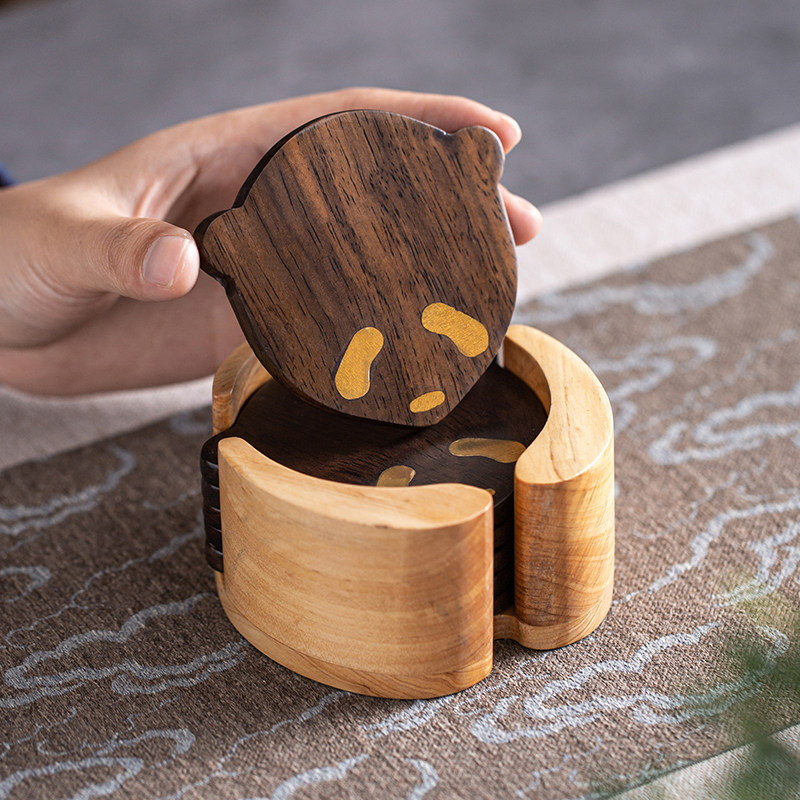 Solid wood tea cushion cup cushion tea cup mat tea Daofu tea cup please tea Creativity Tea Set Accessories Zen heat insulation