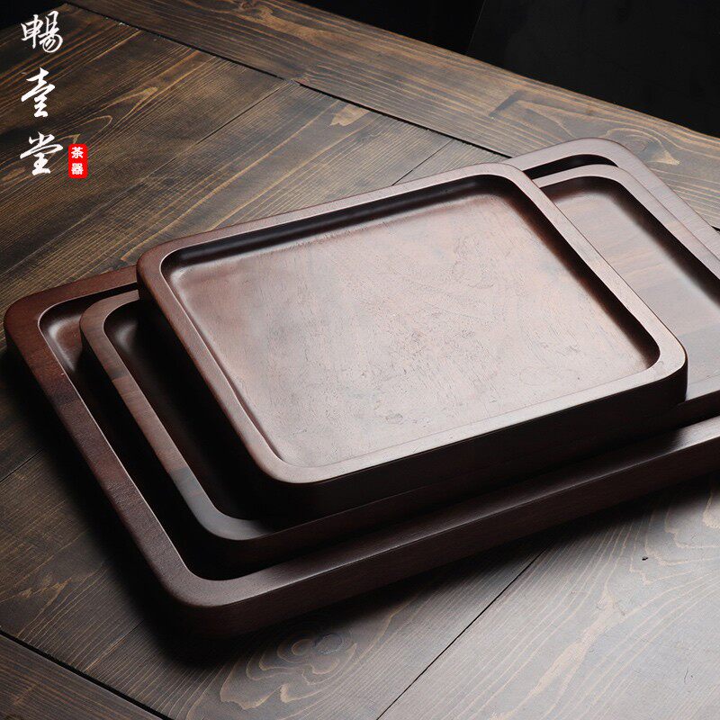 Bestled Black Walnut Wood Rectangular Tray Tea Tray Solid Wood Spliced Monolayer Tea Tray Fruit Pan Snack Tray Log 