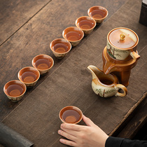 Kongfu tea furniture suit home sloth stone grinding rotary water purple sand ceramic gift box tea cup