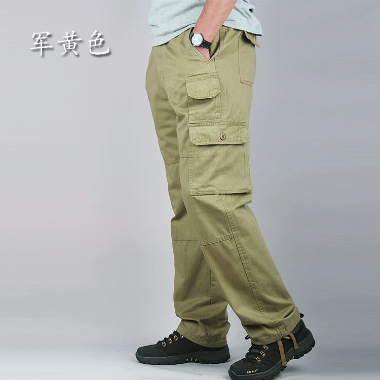 Mùa xuân và mùa thu overalls nam nhiều túi lỏng lẻo thẳng quần ngoài trời dày XL đa chức năng quần dài nam shop quần áo nam