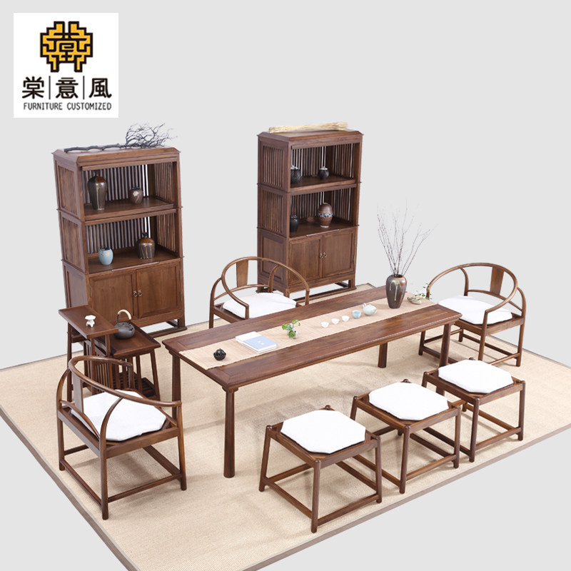 New Chinese tea table and chair combined Zen home with solid wood tea building Kung fu tea few modern minimal furniture customization