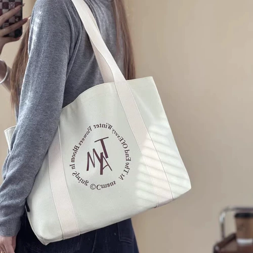 Корейская молния оригинального дизайна 𫔀Дорожная сумка из утолщенной парусины Tote литературно-простая повседневная сумка 𫔮Универсальная студенческая сумка через плечо