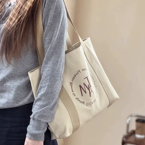 Корейская молния оригинального дизайна 𫔀Дорожная сумка из утолщенной парусины Tote литературно-простая повседневная сумка 𫔮Универсальная студенческая сумка через плечо