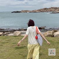 Синие и желтые полосы (оранжевый плечевой ремешок) + яблоко � 光 Подвеска для наушников помидоры красный