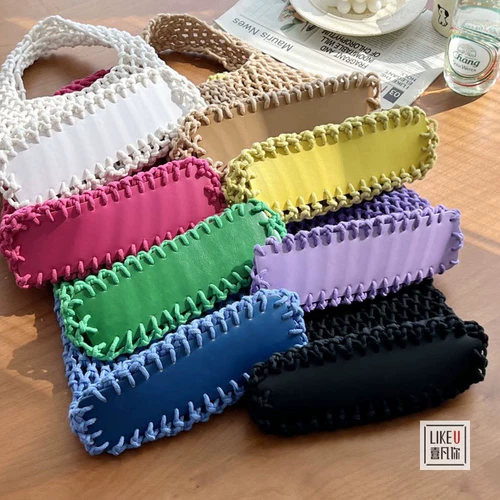 Плетеная барсетка, сумка на запястье, портативная косметичка, в корейском стиле